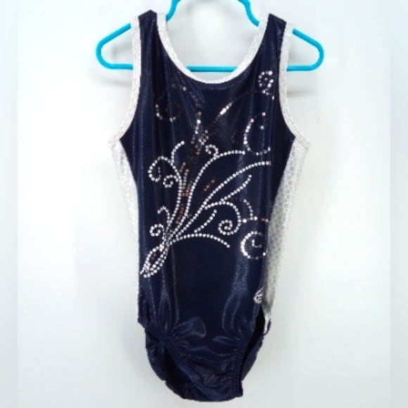 Jump Start Leotard Gymnastics Charlotte Skinner Tumbling ASX Navy Sequins - Picture 2 of 5